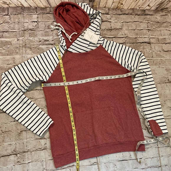 NWT fashion, original design pullover double hood, long sleeve size L - Picture 7 of 14